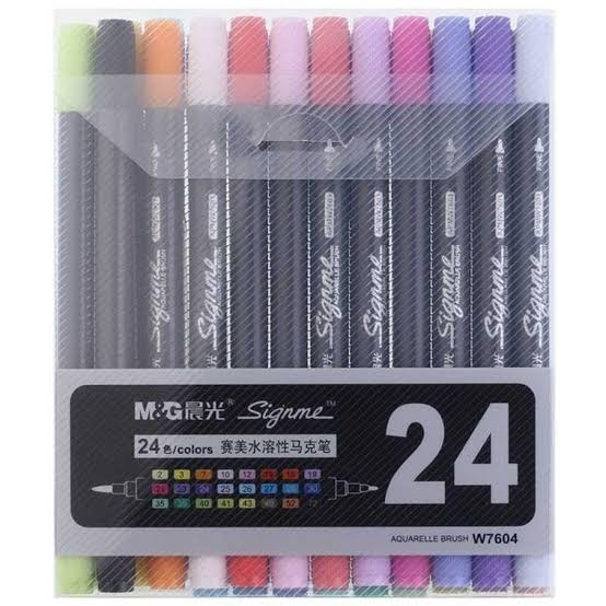 M&G brush marker set dual tip (signme)