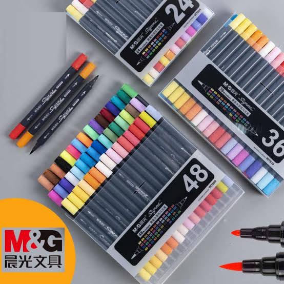M&G brush marker set dual tip (signme)