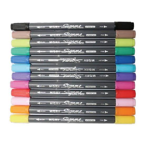 M&G brush marker set dual tip (signme)