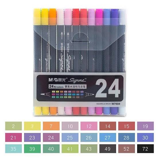 M&G brush marker set dual tip (signme)